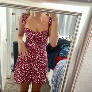 Princess Polly Burgundy Floral Mini Dress